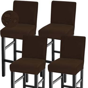 Imagem de GOSTADY Conjunto de 4 capas de banco de bar, à prova d'água, capas de assento para banco de bar, com altura elástica, para cadeira alta de pub com encosto, capas de cadeira de bar para cozinha, sala
