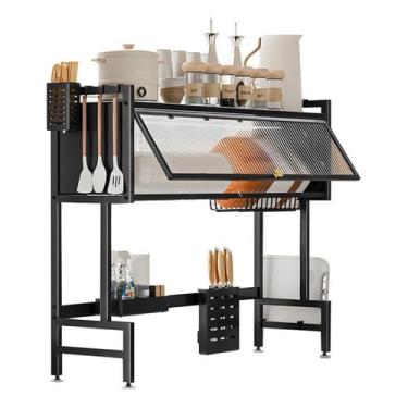 Imagem de Escorredor De LouçA Suspenso De Parede Com Porta De AcríLico - Organizador De Pratos E Copos