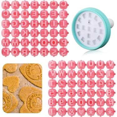 Imagem de 2 carimbos de letras para argila com uma ferramenta de prensagem, número do alfabeto de plástico e carimbos de letras para carimbos de argila para biscoitos, cerâmica, projetos faça você mesmo