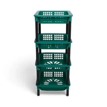 Imagem de Fruteira De Chão De Plástico Multiuso 4 Andares Organizador Empilhável(1 FRUTEIRA VERDE ESCURO)