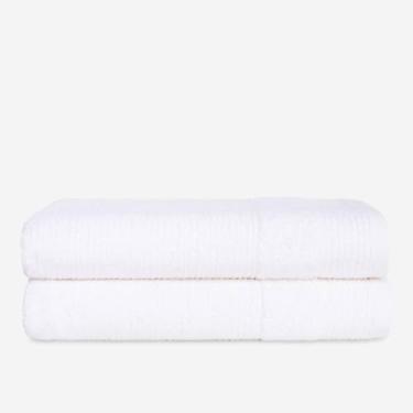 Imagem de Kit 2 Toalhas de Banho Grandes e Macias 500g 100% Algodão 75x150cm – Toque Suave e Alta Absorção (2 UNID BRANCO)