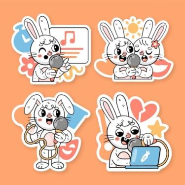 Imagem de Adesivo Kawaii Ronnie Bunny Karaoke Para Quarto, Caderno e Parede – Decorativo Infantil Fofinho e Durável 50x50cm