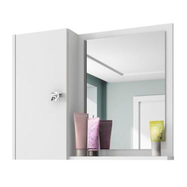 Imagem de Armario Espelheira Banheiro Compacta Com Porta Nicho e Prateleira Gabinete(Branco)
