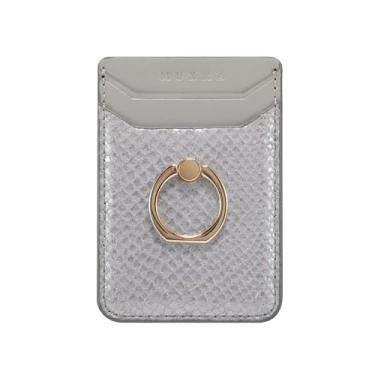 Imagem de Suporte para cartão de telefone, carteira de couro, adesivo de crédito, capa para celular com adesivo para mulheres e homens, parte traseira do telefone para a maioria dos smartphones, Cinza, Capa