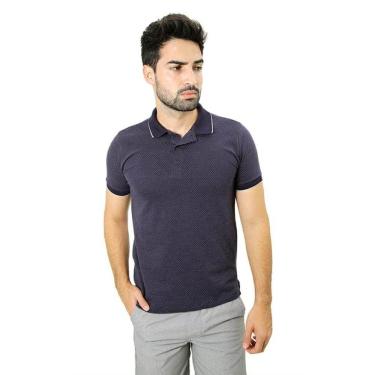Imagem de Camiseta Masculina Gola Polo Midnigth Azul Marinho Mini Pontos