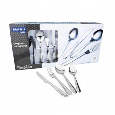 Imagem de Conjunto de Talheres Fratelli Sunshine 24 Peças Aço Inox Prata Alta Re