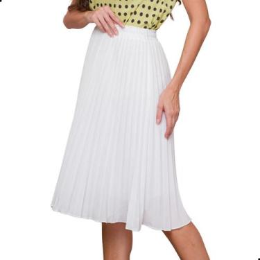 Imagem de Saia Plissada Midi Crepe Moda Evangélica - Look Modas Octavio, M, Bran