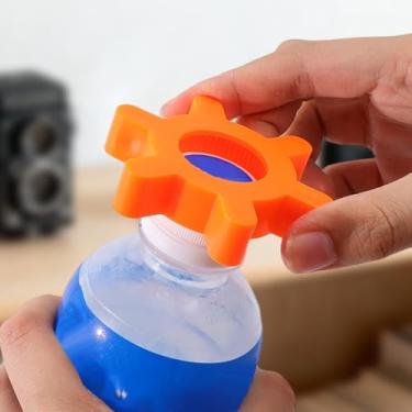 Imagem de 1 peça abridor de tampa de garrafa multifuncional exclusivo abridor de garrafa rotativo de plástico suprimentos de barra abridores de tampa de garrafa ferramenta de cozinha (laranja)