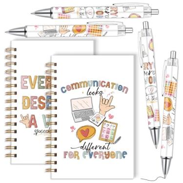 Imagem de Wxiben Conjunto de presentes de terapia da fala – 6 peças Caderno espiral do terapeuta da fala com canetas esferográficas, todos merecem uma terapia de voz presentes de agradecimento para