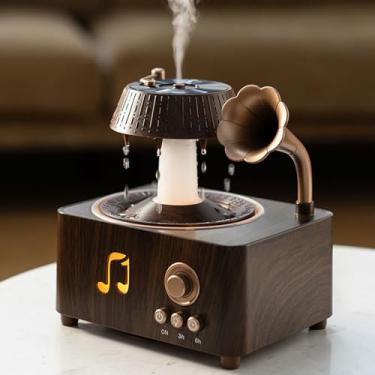 Imagem de Asixxsix Difusor de óleo Essencial, Formato de Toca-discos retrô, Difusor de Aromaterapia, Umidificadores de Gota de Chuva, Umidificador de Chuva Com Luz Noturna Colorida, Presentes de (EU)