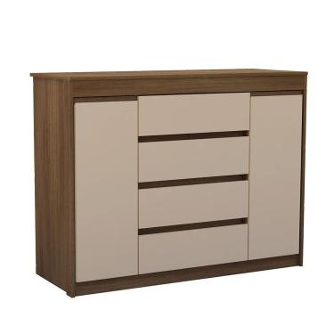 Imagem de Cômoda 2 Portas 4 Gavetas Com Sapateira 123cm Uni Luciane Móveis