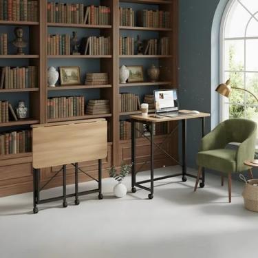 Imagem de Mesa Escrivaninha Mesinha Dobravel Estilo Industrial 80cm, Utibom®