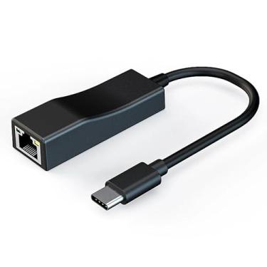 Imagem de FINEANDENG Adaptador Ethernet tipo C 2.0 para RJ45 USB-C para RJ45 fêmea plugue adaptador de rede Ethernet para laptops, computadores de mesa, roteadores, caixas de TV, etc. (9,21 polegadas) (USB-C