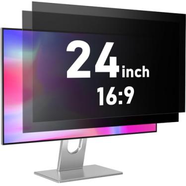 Imagem de Tela de privacidade de 61 cm para monitor - antirreflexo, bloqueio de luz azul, filtro antiespião de proteção ocular - Serve para proporção de 16:9, filtro de privacidade de tela de computador