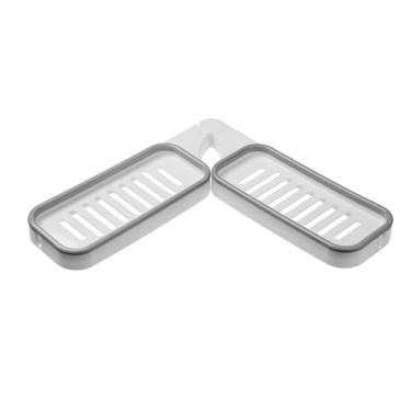 Imagem de Hapivida Prateleira de canto de banheiro multifuncional dobrável e giratória para organizador de cozinha, material plástico, branco (cinza branco)