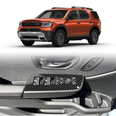 Imagem de Luyhok Painel de interruptor de botão de elevação de vidro de janela adequado para acessórios de carro Honda Passport 2025 2026 (fibra de carbono)