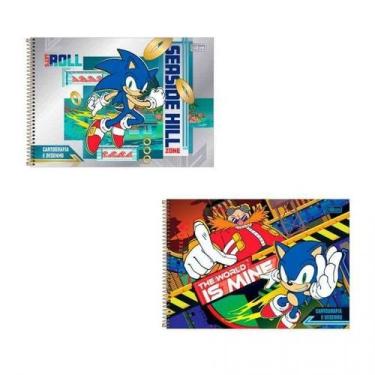 Imagem de Cadernos Desenho Capa Dura Sonic Hedgehog 80 Folhas - Tilibra