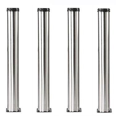 Imagem de ZJYWMM Pernas de móveis de metal, 4 peças, pernas de mesa de aço inoxidável, pés de mesa de jantar, pernas de mesa, pés de balcão de bar, pés ajustáveis para móveis, durável, não enferruja, resistente