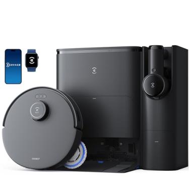 Imagem de ECOVACS Combo robô aspirador e esfregão DEEBOT T30S, cubo de limpeza tudo-em-um, 11000Pa, tecnologia ZeroTangle, esfregão de borda adaptável TruEdge, autoesvaziamento duplo, lavagem com água quente