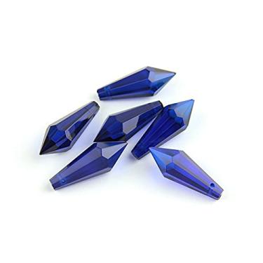 Imagem de CAMUTO Presente cheio de textura 38 mm 10 peças/50 peças/200 peças peças de lustre de prisma em U de vidro de cristal colorido para decoração de iluminação de rua para casa (cor: azul escuro, tamanho