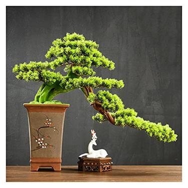Imagem de KUYBTU Árvores artificiais vasos plantas 53 centímetros bonsai falso pinheiro, plantas vaso de cerâmica árvore em vaso, bem-vindo artificial usado para plantas artificiais interior/exterior bonsai