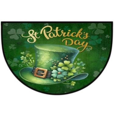 Imagem de Tapete de porta meio redondo, dia de São Patrício, antiderrapante, absorvente, semicírculo, tapetes laváveis, meia lua, para ambientes internos, pátio, cozinha, banheiro, entrada, lareira, decoração