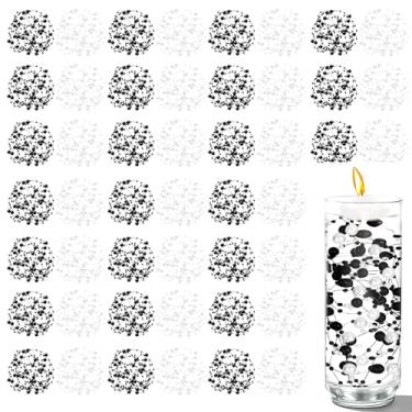 Imagem de 50 contas de pérolas artificiais - 10 + 5 mm contas flutuantes pretas e brancas para centros de mesa, enchimento de vasos, casamento, festa de aniversário e decoração de vela