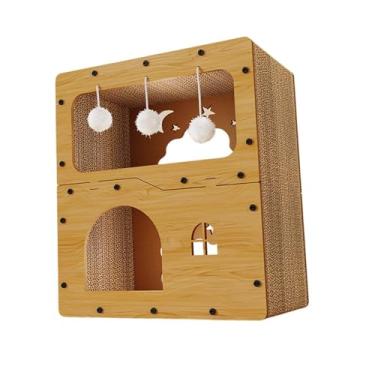 Imagem de IEUDNS Arranhador para gatos, casa de brincar, móveis para esconder, proteção, cama para gatos, casa ondulada para gatinhos, suprimentos para animais de, Sem Cortina de Porta
