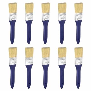 Imagem de HARFINGTON 20 pincéis de tinta planos de 4,6 cm, sem lascas, cerdas de fibra de PET com cabo azul de plástico para tintas, artesanato, vernizes, colas, cercas de móveis de parede Gesso