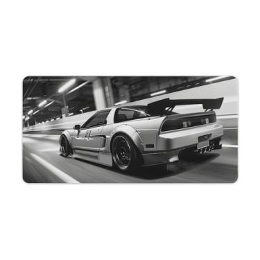 Imagem de FoRes Tapete de mouse preto e branco JDM carro NSX velocidade condução esportes grande base de borracha antiderrapante tapete de mesa laptop acessórios de computador suprimentos bloco de escrita para
