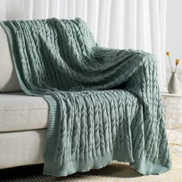 Imagem de Carriediosa Manta de malha verde sálvia para sofá, manta de chenille grossa macia e aconchegante decorativa leve para sofá e cadeira (sálvia 127 cm x 152 cm)
