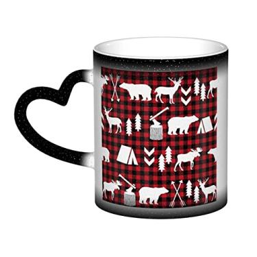 Imagem de Copo de café divertido de Natal com árvore de veado de vaca, copo de cerâmica que muda de cor sensível ao calor 12 Oz, para café/chá/leite/cacau, para adolescente/aniversário/festival/presentes