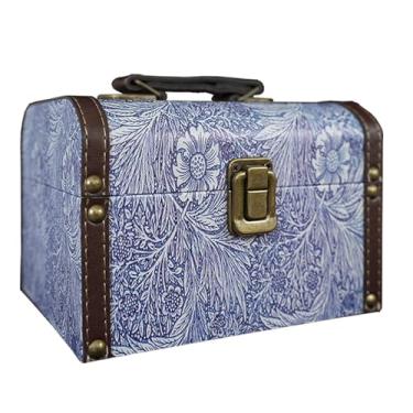 Imagem de XIAOAIKA Caixa de armazenamento decorativa vintage com alça, baú organizador de lembranças floral retrô William Morris para joias, bugigangas, embalagem de presente e decoração de casa, 18 x 12 x 12