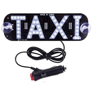 Imagem de YSY Decoração de placa de LED branca, gancho piscante na janela do carro com lâmpada de táxi inversor de carregador de carro DC12V (branco, interruptor de isqueiro)