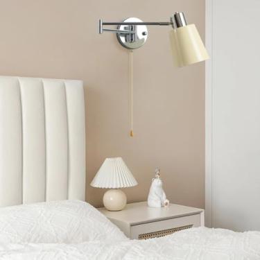 Imagem de Luminária de parede interna com braço giratório, cromada, com interruptor, ajustável, extensível, para leitura, com soquete E27, ideal para cabeceira, quarto e sala de estar.