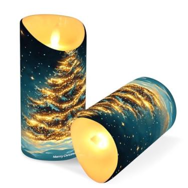 Imagem de Blueangle Pacote com 2 velas de flocos de neve para árvore de Natal sem chamas com controle remoto e temporizador, velas LED cintilantes (7,6 cm x 9,9 cm) para decoração de casa, casamento