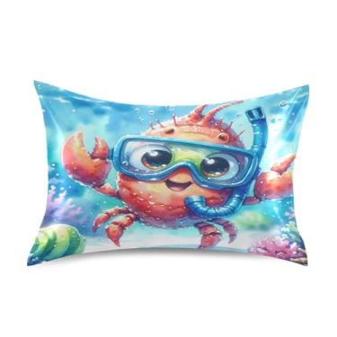 Imagem de Burbuja Linda fronha de cetim de caranguejo pequeno para cabelo e pele tamanho padrão 50,8 x 66 cm, fronha super macia antirrugas com fecho de envelope