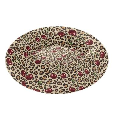 Imagem de SEHANY Cama de cachorro com estampa de leopardo, removível e lavável, pequena, redonda, cama de gato, fofa, super macia, confortável para animais de estimação com fundo antiderrapante para cães