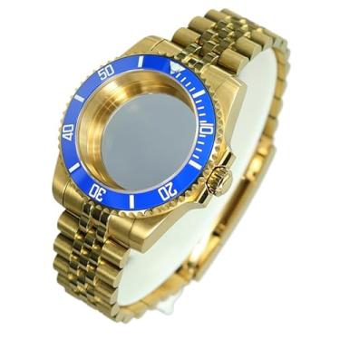Imagem de FEIYASHI Caixa de relógio de aço SUB Diver dourada de 40 mm com vidro de cristal de safira para movimento NH35/34/36 Miyota8215 ETA2824, Tampa inferior de vidro 10, For ETA2824 PT5000 Movement, Caixa