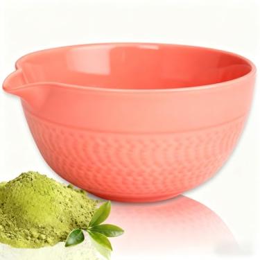Imagem de Zivosely Tigela Matcha com Bico, Tigela de Chá Matcha de Cerâmica Tradicional Chawan Cerimonial Japonês para Bater Mistura e Uso Diário, 500 ml Rosa