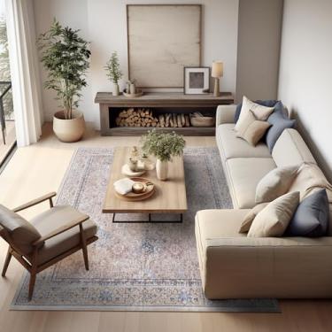 Imagem de Ashler Tapete Boho, Tapetes de Área 20 x 25 cm, Tapetes Vintage, Tapete de Área Grande, Tapetes para Sala de Estar, Quarto, Cozinha, Jantar, Bege/Natural/Café Leve, Tapete Antiderrapante e Lavável à