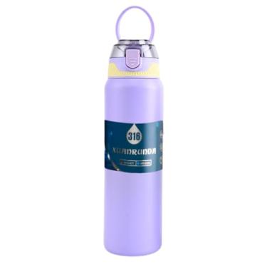 Imagem de Garrafa Térmica Inox 316 800ml Squeeze Premium Antivazamento Longa Duração Academia Trabalho Escola Viagem Esportiva Hidratante Bebida Fria Quente (Lilás)