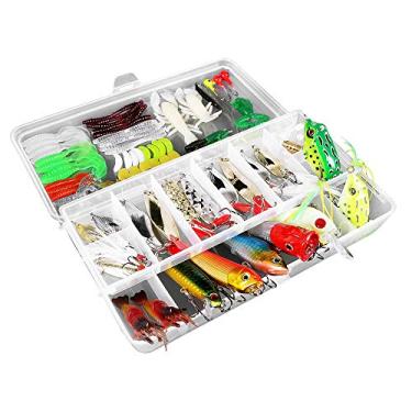 Imagem de Kit de Iscas Pesca com 234 peças Caixa Inclui Minnow Popper Crankbait Anzóis Jig Peso Sinker Swivels Barril para Pescaadores