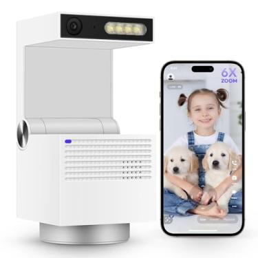 Imagem de psync Câmera de segurança interna Genie S 2.7K HD com zoom de 6X, áudio bidirecional, proteção de privacidade, rastreamento de movimento para bebês e animais de estimação, panorâmica de 350° e