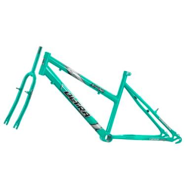 Imagem de Quadro Com Garfo em Aço Carbono Bicicleta Ultra Bike Aro 24 Verde Anis