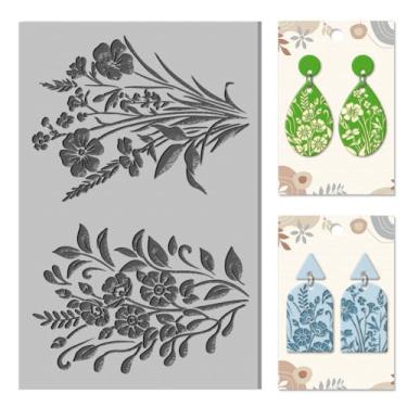 Imagem de 1 tapete de textura de borracha, almofada de padrão de modelagem impressa em conjunto de flores, kit de fabricação de joias, ferramentas de artesanato criativo para máquinas de gravação de carimbos