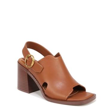 Imagem de Franco Sarto Sandália feminina Amy Slingback Block Heel Peep Toe Salto, Couro marrom conhaque, 8.5