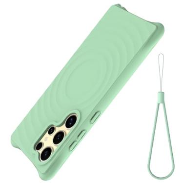 Imagem de LYJSMGZ Capa magnética para Samsung Galaxy S25 Ultra/S25 Plus/S25, capa de proteção sísmica de quatro cantos, forro macio, ultrafina, exclusiva, ergonômica, capa de silicone, verde, S25