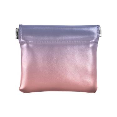 Imagem de Bolsa feminina verde limão bolsa de couro PU pequena bolsa de troco, carteira para chaves e bolsa de moedas feminina, Gradiente azul e rosa (2), one size, Minimalista moderno