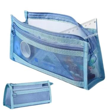 Imagem de Estojo de lápis de malha com design de malha totalmente transparente: não é necessário vasculhar para encontrar itens, leve com grande capacidade, também adequado para armazenar cabos de dados e